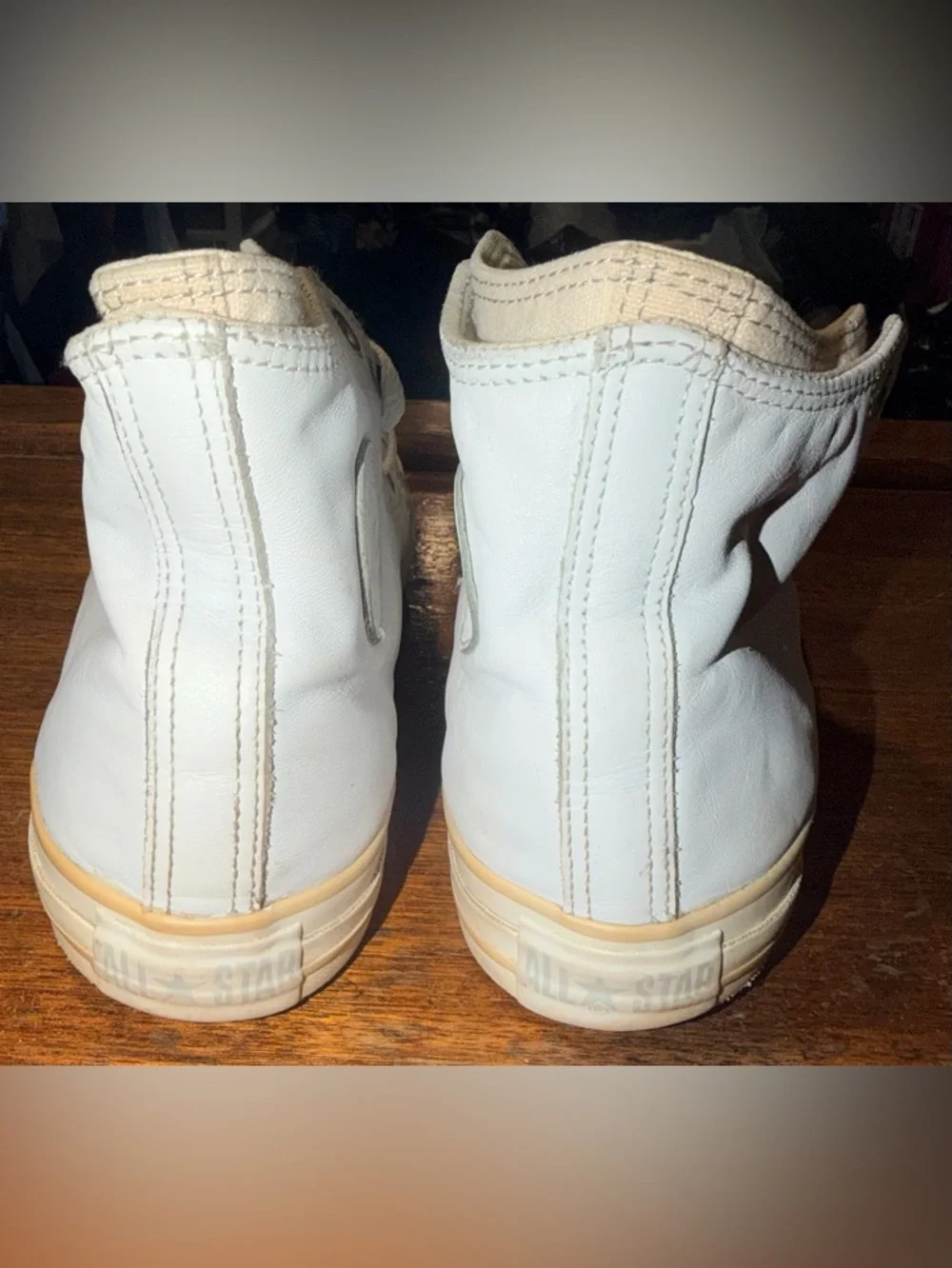 Classic High-Top Canvas Sneakers in White and Beige Men’s Size 9 - Picture 4 of 9